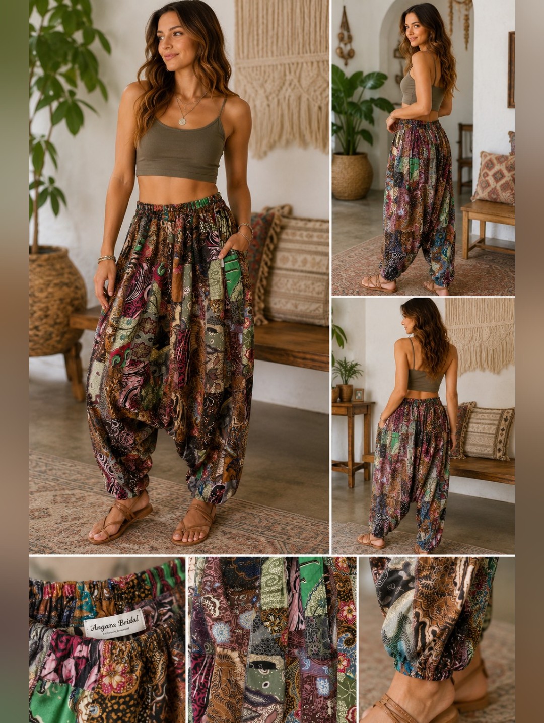 Multicolor Patchwork Harem Pants